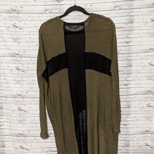 Altar'd State Olive green Sweater Black mesh Cross